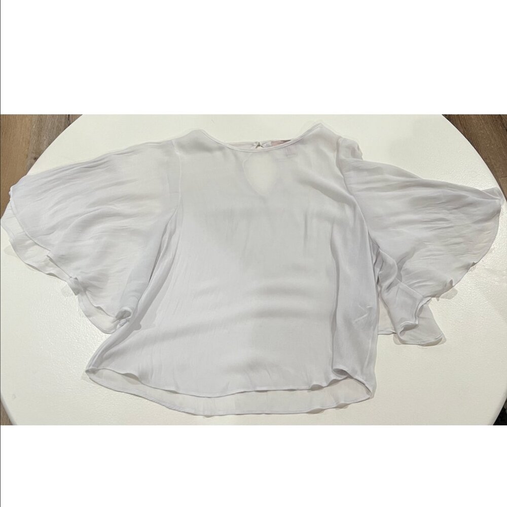 Forever 21 White Chiffon Top with Draped Sleeves